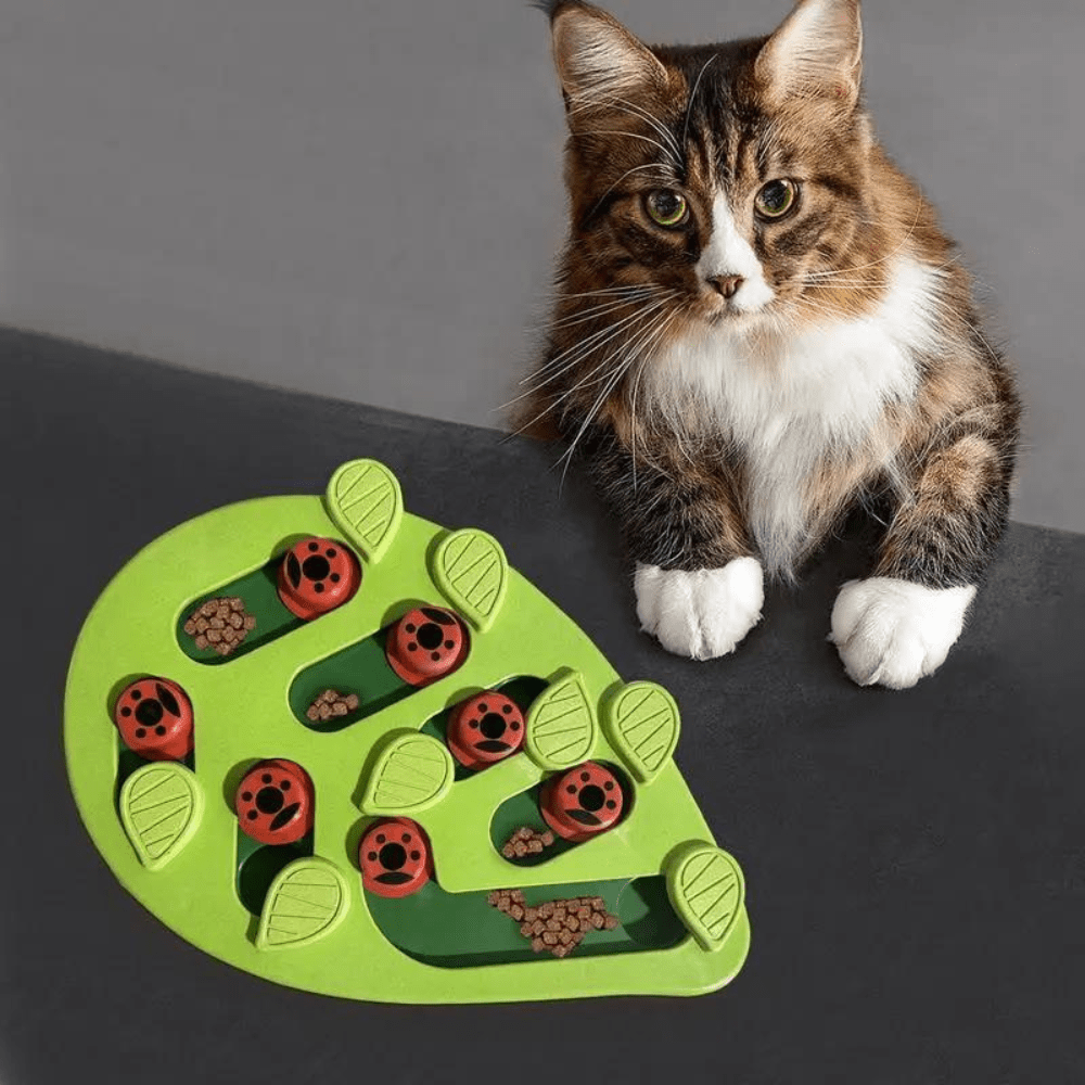 Innovative Leaf Puzzle Feeder designed to stimulate your cat’s mind while eating.