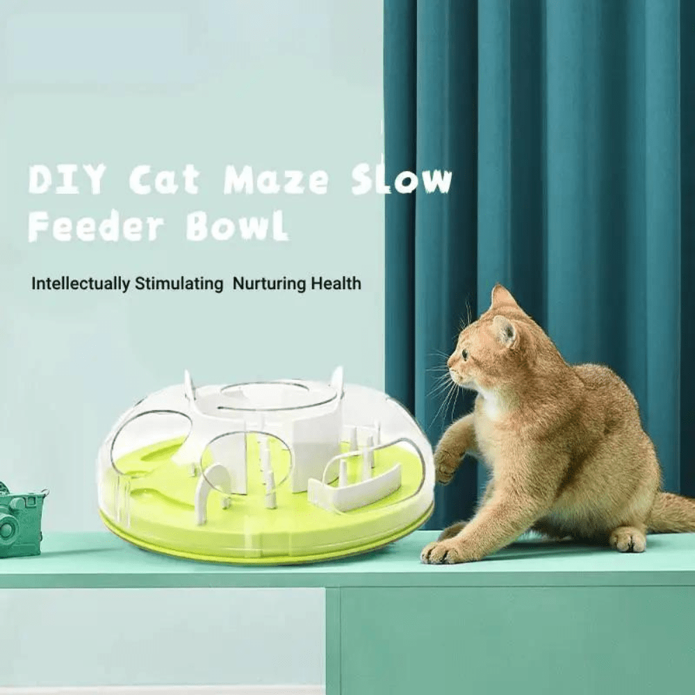 Interactive Maze Puzzle Feeder, perfect for keeping your cat engaged during mealtime.