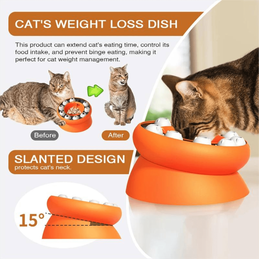 Durable Push Puzzle Feeder with movable parts to keep your cat engaged during mealtime.