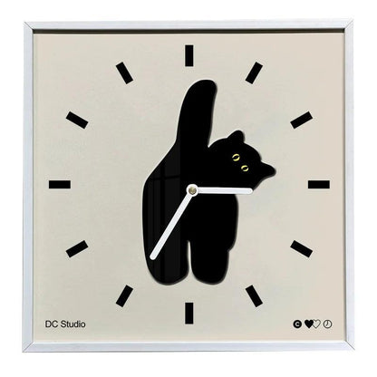 Easy-to-hang Black Cat Wall Clock, combining functionality with feline flair.