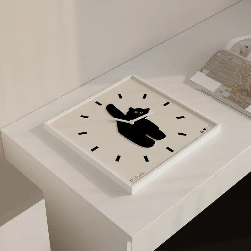 Durable Black Cat Wall Clock made from high-quality materials for long-lasting use.