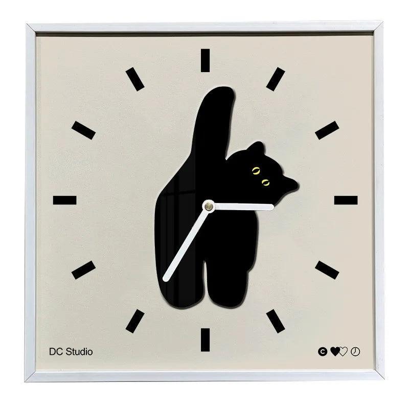 Practical Black Cat Wall Clock, ideal for kitchens, living rooms, or offices.