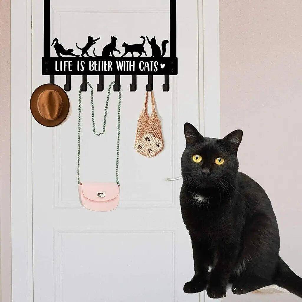 Durable Black Cat Door Hanger made from high-quality materials for long-lasting use.