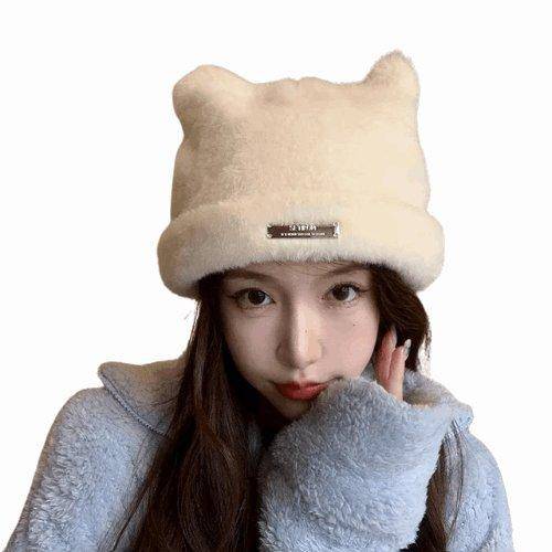 Faux Mink Cat Hat featuring a luxurious faux mink fabric with playful cat ears for a cozy and stylish winter accessory