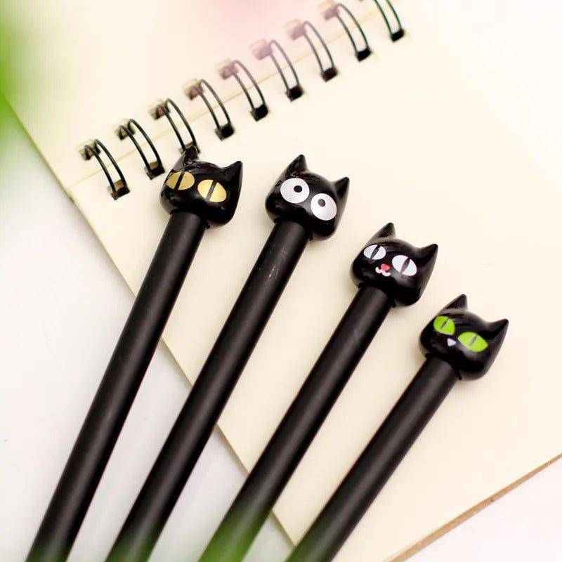 Black Cat Gel Pen featuring a sleek design with a cute black cat motif for a fun, stylish writing experience