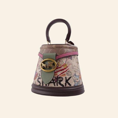 Graffiti Cat Handbag featuring a bold, street art-inspired design with a playful cat motif for a unique look