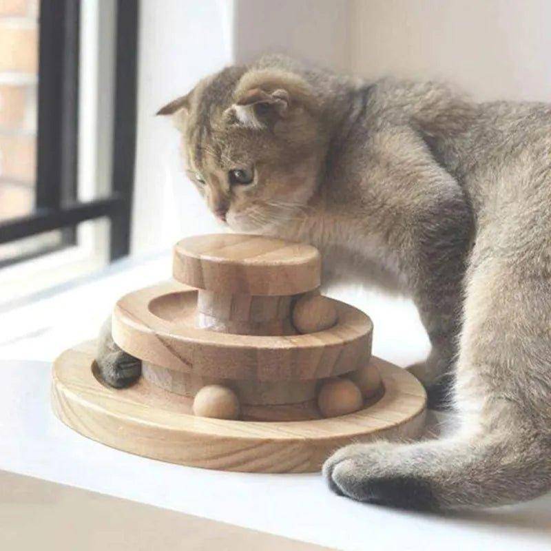 Add a natural touch to your cat's playtime with the Wooden Cat Toy, perfect for batting and chasing