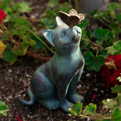 Black Cat Garden Statue crafted with weather-resistant materials for outdoor display