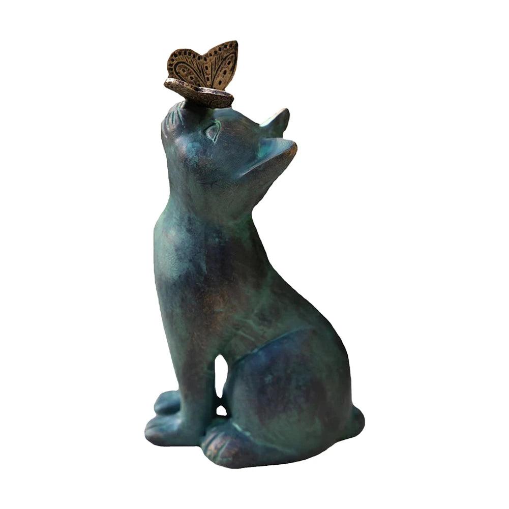 Enhance your garden’s charm with a handcrafted Black Cat Garden Statue