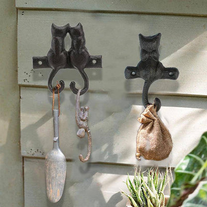 Charming Black Cat Garden Hooks, perfect for hanging plants, lights, or decorations.