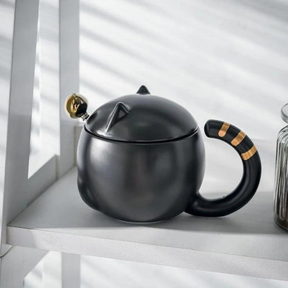 Stylish Black Cat Mug featuring a sleek feline design.