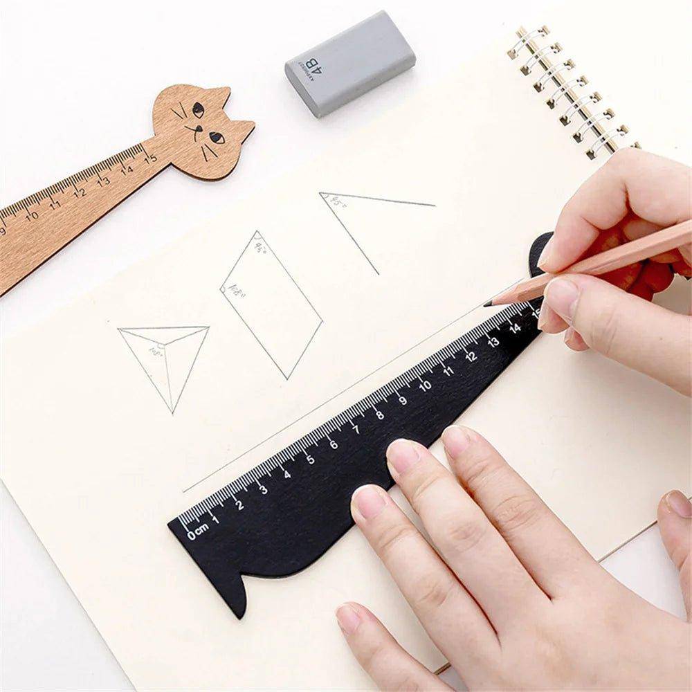 Crafted from high-quality wood, the Wooden Cat Ruler is sturdy and built to last