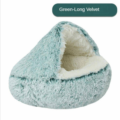 The Furry Warm Pet Nest combines a fluffy, cushioned interior with a secure, nest-like structure to keep your pet feeling safe and snug