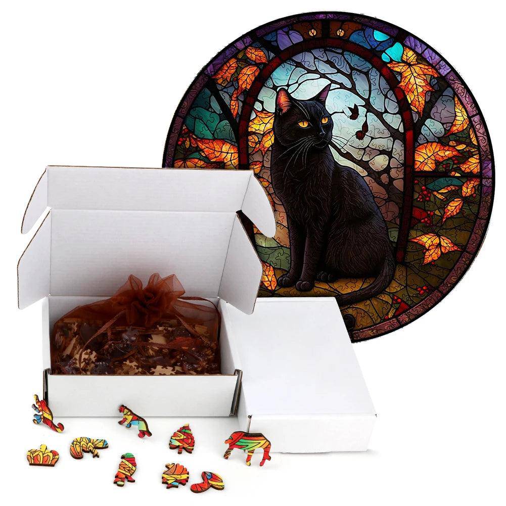 Interactive Black Cat Wooden Puzzle, perfect for family activities or solo relaxation.