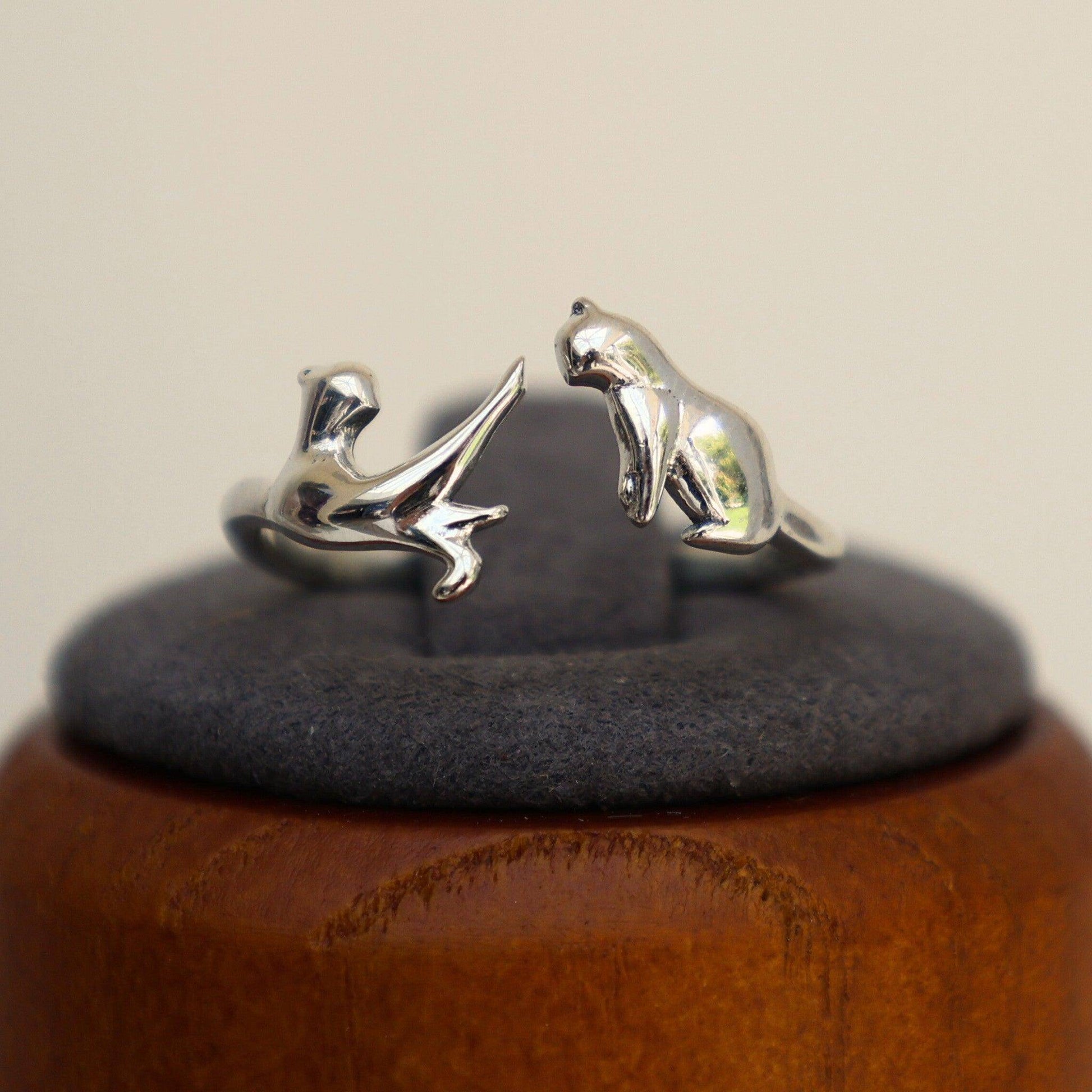 Jessica Cat Ring featuring a sleek and modern design with a charming cat silhouette