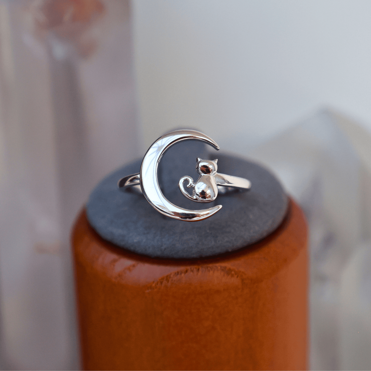 Luna Cat Ring designed to capture the beauty of the night sky with a feline twist