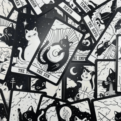 Beautifully illustrated Black Cat Tarot Cards, perfect for cat lovers and tarot enthusiasts.