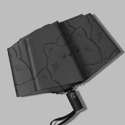 Durable Black Cat Umbrella made from high-quality, wind-resistant materials.