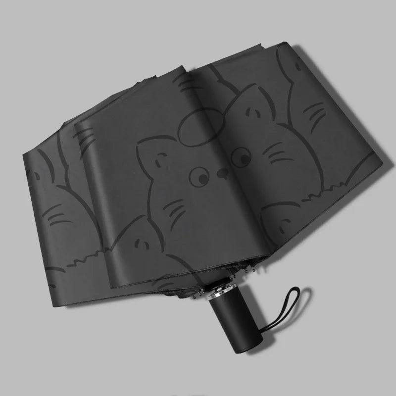 Charming Black Cat Umbrella, perfect for adding a playful touch on rainy days.