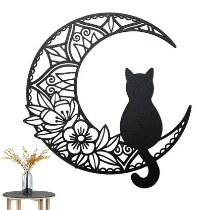 Black Cat Moon Wall Art crafted from high-quality materials for a striking wall display