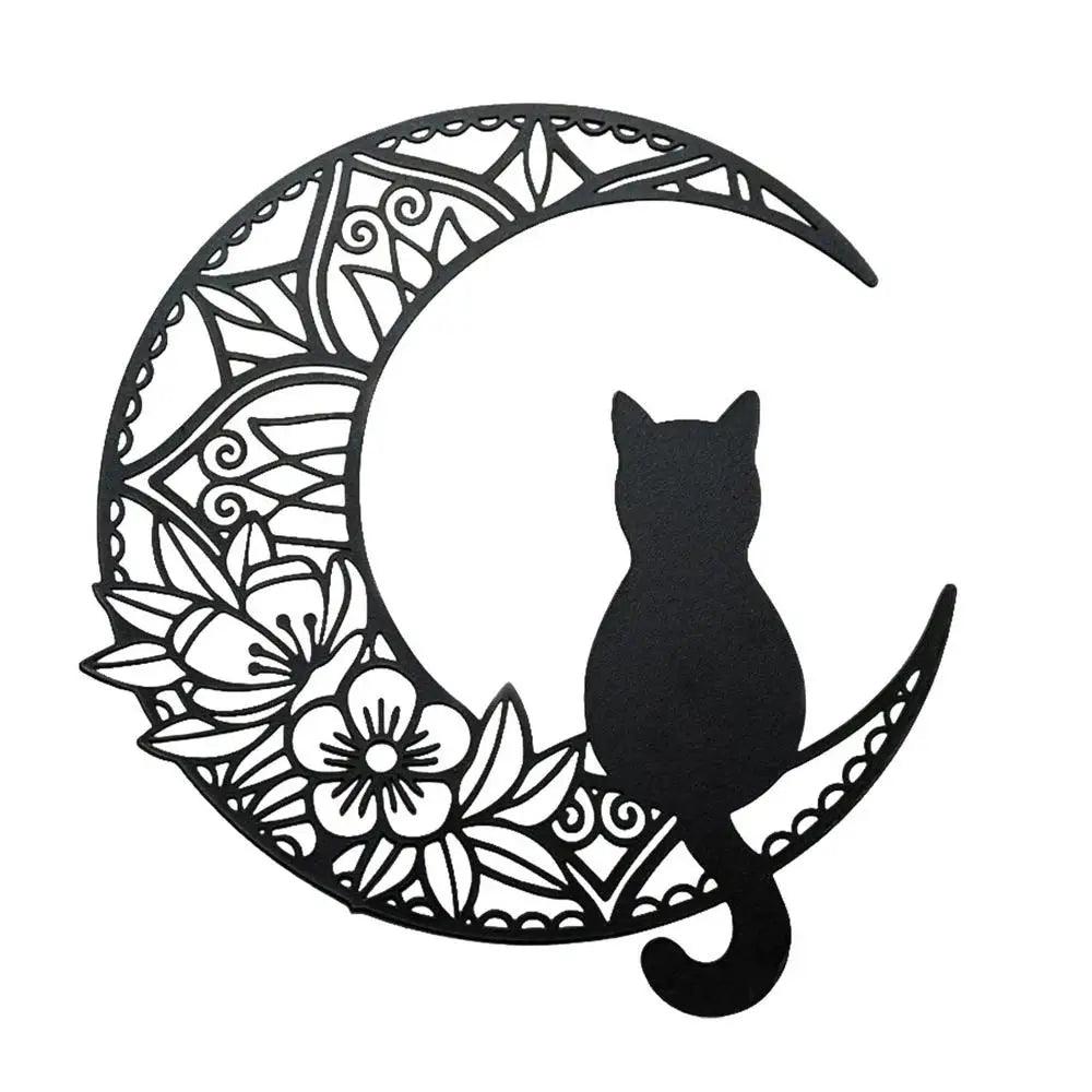 Transform your living space with the elegant and mysterious Black Cat Moon Wall Art