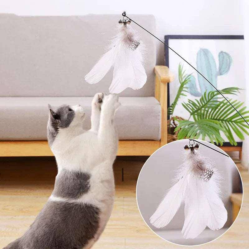 Add excitement to your cat's playtime with the interactive Feather Cat Toy that stimulates their natural hunting instincts