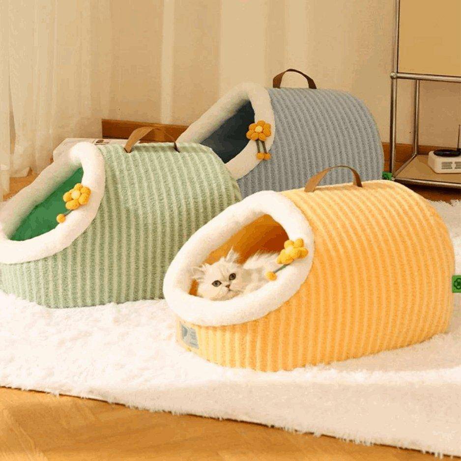 Cat Basket Bed featuring a cozy, circular design that provides your cat with a warm, comfortable place to curl up and relax