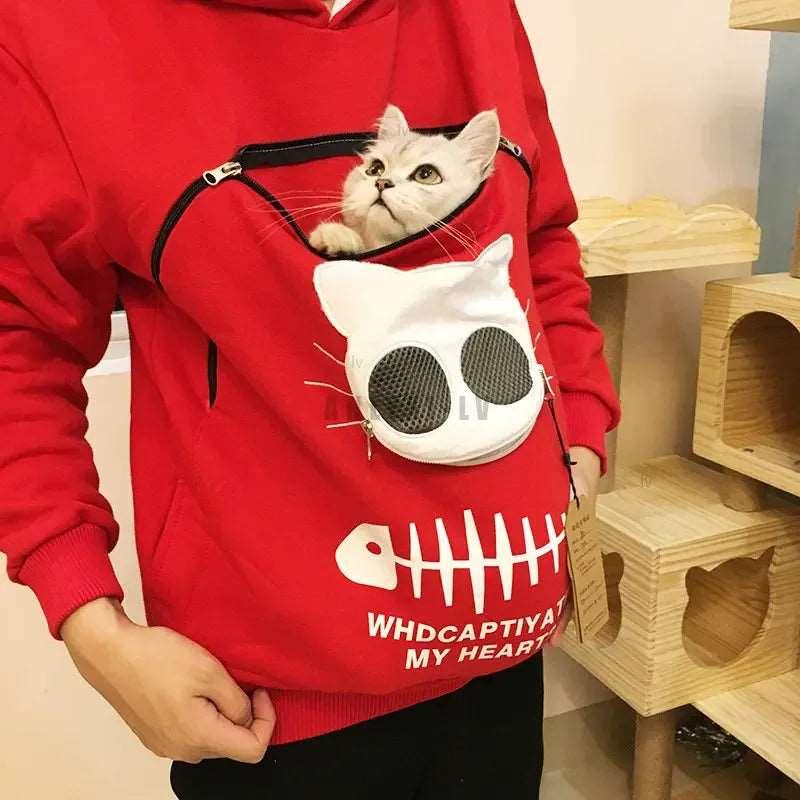 Hoodie with a cat pouch sale