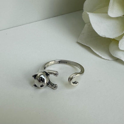 Lily Cat Ring Sterling Silver Cat Lover Gift Ring Elegant Animal Ring Gift for Sister Gift for Wife Pet Ring Kitten Gifts for Cat Lover Sale