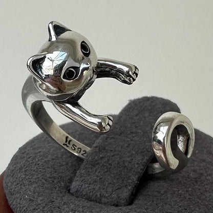 Lily Cat Ring Sterling Silver Cat Lover Gift Ring Elegant Animal Ring Gift for Sister Gift for Wife Pet Ring Kitten Gifts for Cat Lover Sale