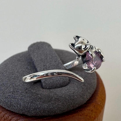 February Cat Ring Silver Mothers Day Gift Elegant Animal Ring Gift for Sister Gift for Wife Pet Ring Kitten Cat Ring Gifts for Cat Lover