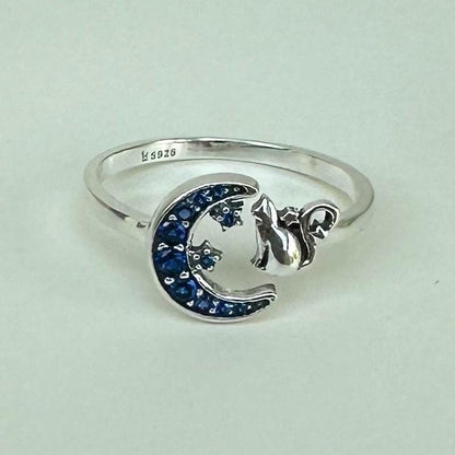 Midnight Cat Ring Sterling Silver Cat Lover Gift Ring Elegant Animal Gift for Sister Gift for Wife Pet Ring Cat Ring Gifts for Cat Lover