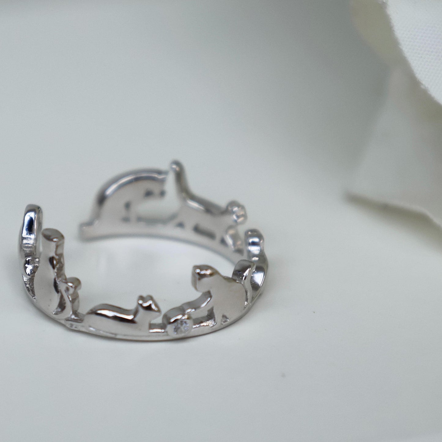 Royalty Cat Ring Silver Cat Ring Cat Adjustable Ring Cute Cat Ring Cat Ears Ring Animal Ring Gift for Cat Lover Birthday Gift Mother Day