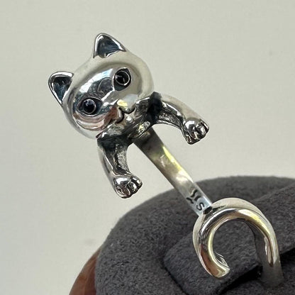 Lily Cat Ring Sterling Silver Cat Lover Gift Ring Elegant Animal Ring Gift for Sister Gift for Wife Pet Ring Kitten Gifts for Cat Lover Sale