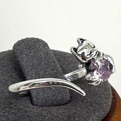 February Cat Ring Silver Mothers Day Gift Elegant Animal Ring Gift for Sister Gift for Wife Pet Ring Kitten Cat Ring Gifts for Cat Lover