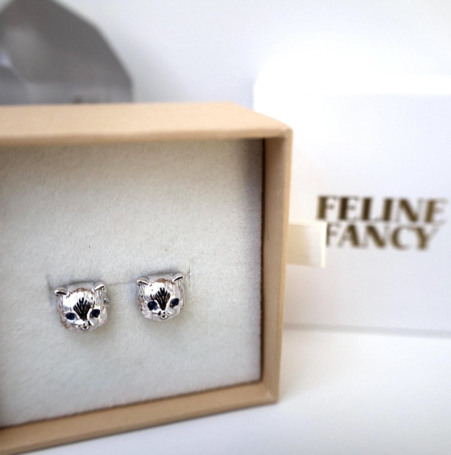 Eva Cat Earrings Sterling Silver Gift for Cat lover Cat Jewellery Silver Stud Earrings Cat Lover Woman Necklace Lover Birthday Gifts For Her