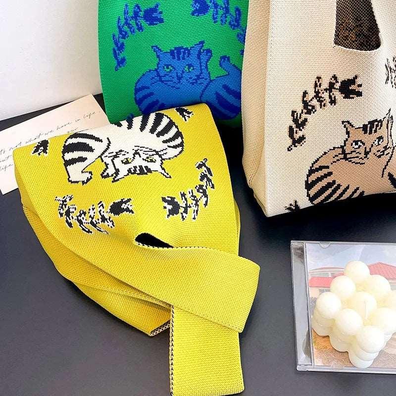 Knitted Cat Shoulder Bag