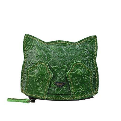 Leather Shy Cat Purse - Feline Fancy