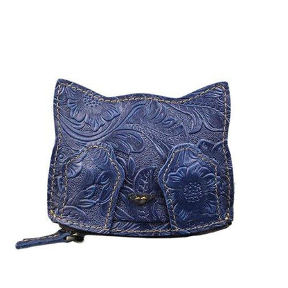 Leather Shy Cat Purse - Feline Fancy