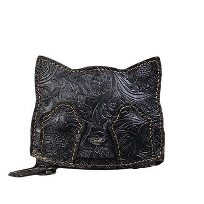 Leather Shy Cat Purse - Feline Fancy