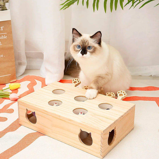 Whack A Mole Cat Toy featuring interactive popping moles that encourage your cat to play and use their natural hunting instincts