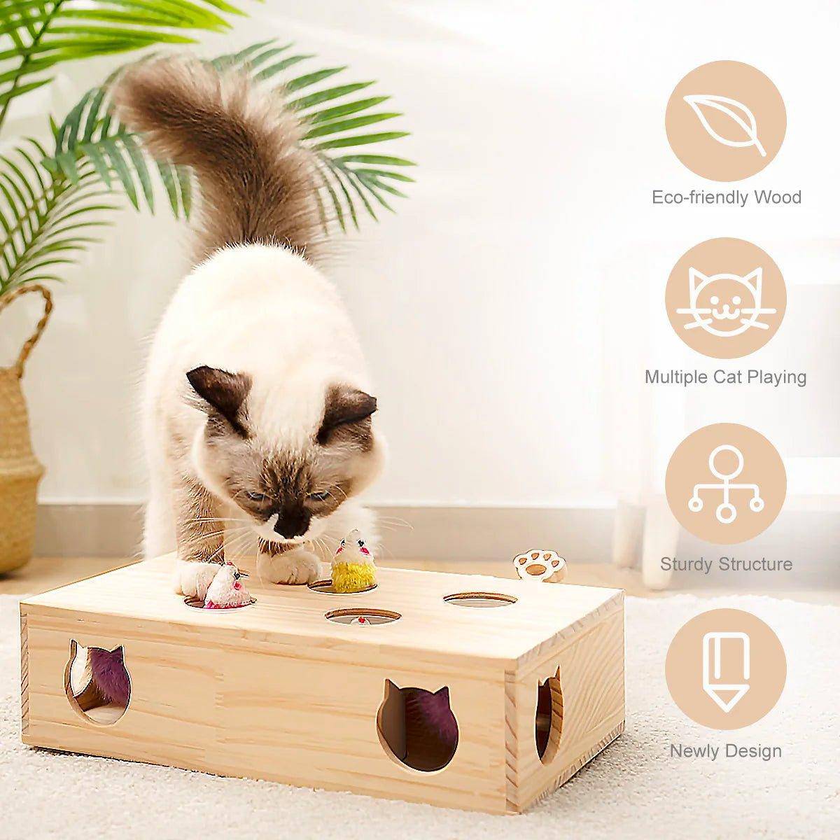 Add excitement to your cat's playtime with the fun and engaging Whack A Mole Cat Toy, perfect for mental stimulation