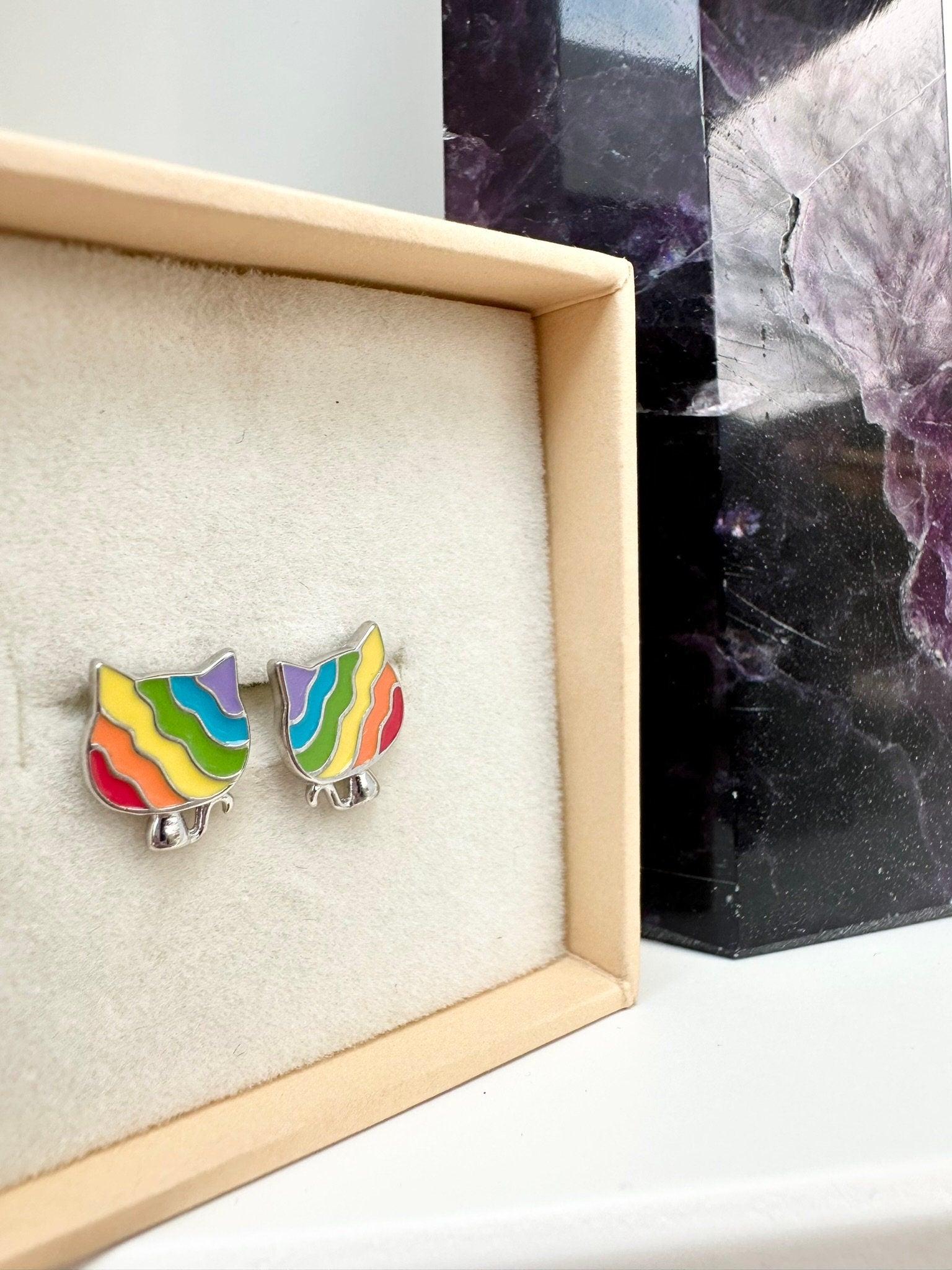 Rainbow Cat Earring - Feline Fancy