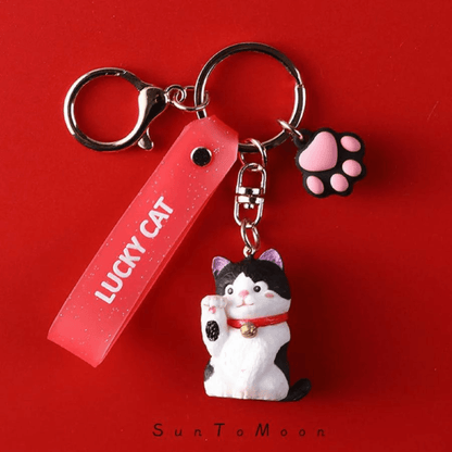 White Cat Keychain - Feline Fancy