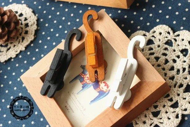 Wooden Cat Clip Set - Feline Fancy